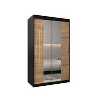 SCHWEBETÜRENSCHRANK 200/120/62 2-türig - Silberfarben/Schwarz, Holz/Kunststoff (120/200/62cm) - Abiks Möbel