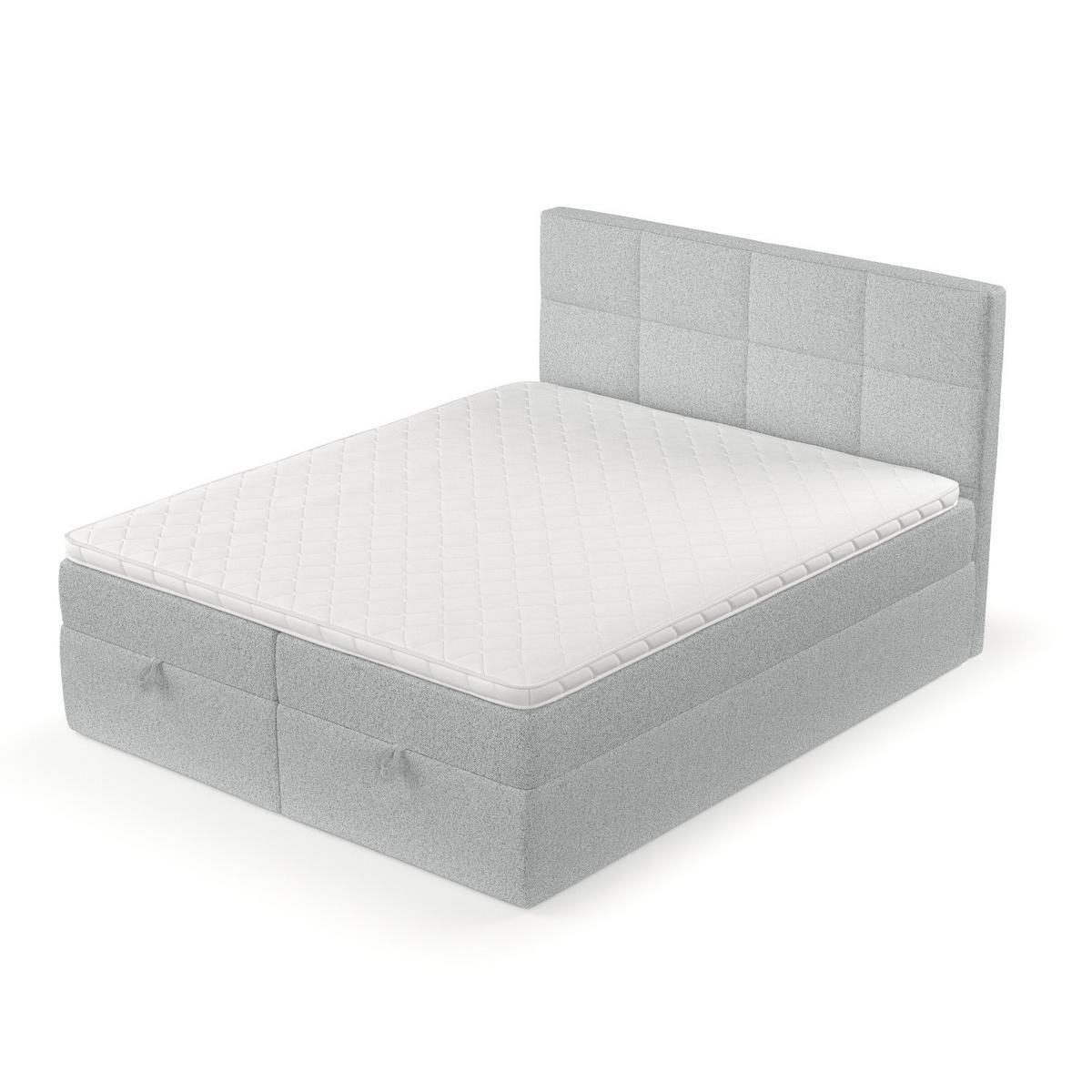 BOXBETT Velto 160/200 cm Hellgrau im Riva Stoff - Hellgrau/Schwarz, Holz/Holzwerkstoff (160/200cm) - AltaBeds