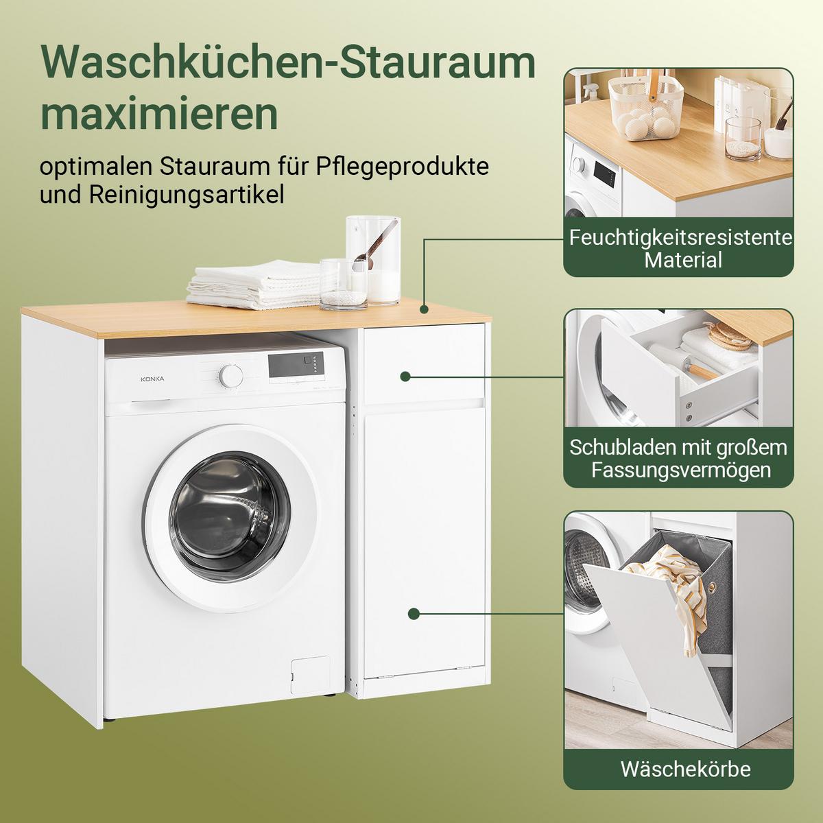WASCHMASCHINENSCHRANK Weiß - Weiß, Holzwerkstoff (100/90/60cm) - SoBuy