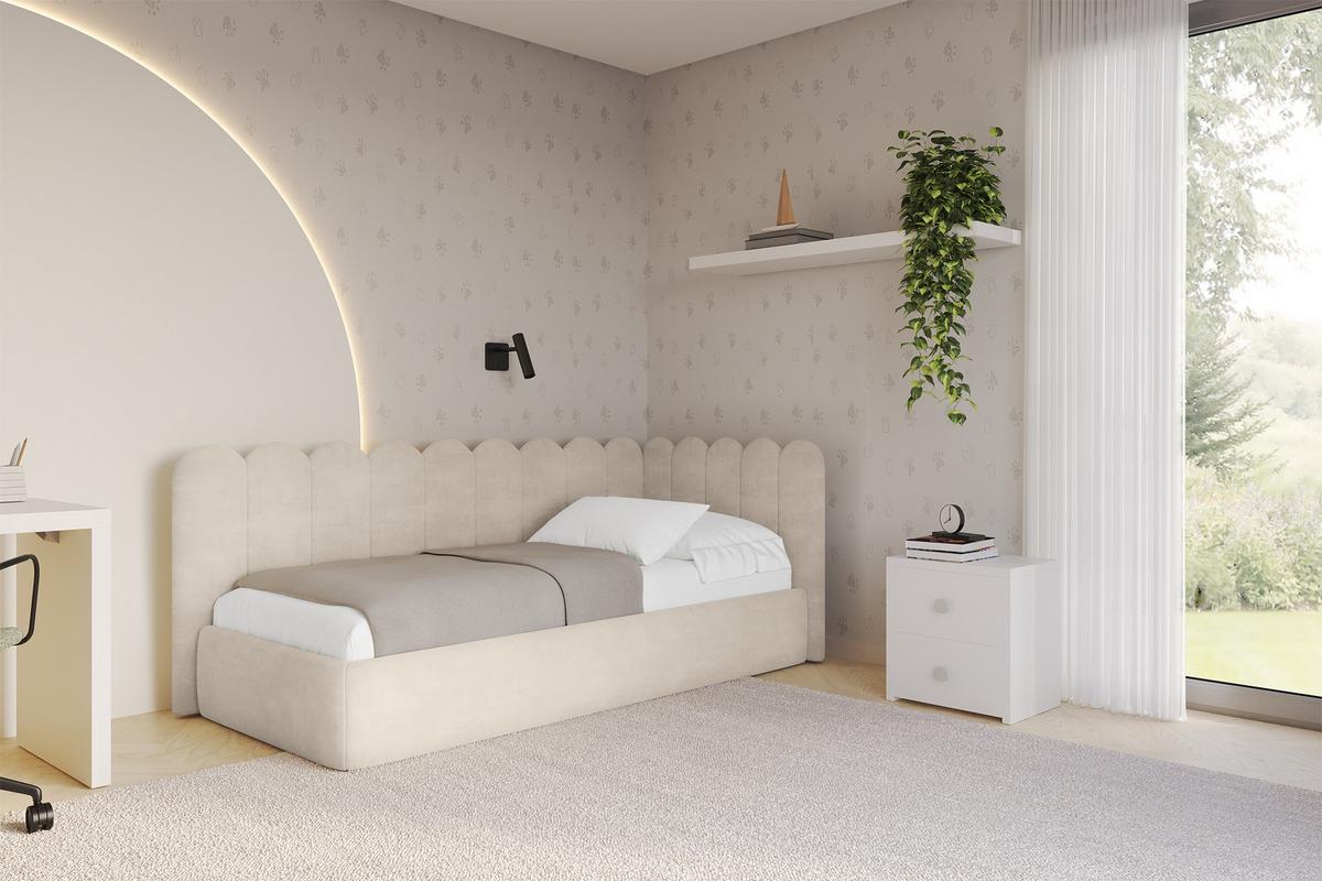 EINZELLBETT Jugendbett mit Bettkasten und Matratze H3/H4, Links - ARTY 100x200 Beige - Beige, Holzwerkstoff/Textil (100/200cm) - ALTDECOR