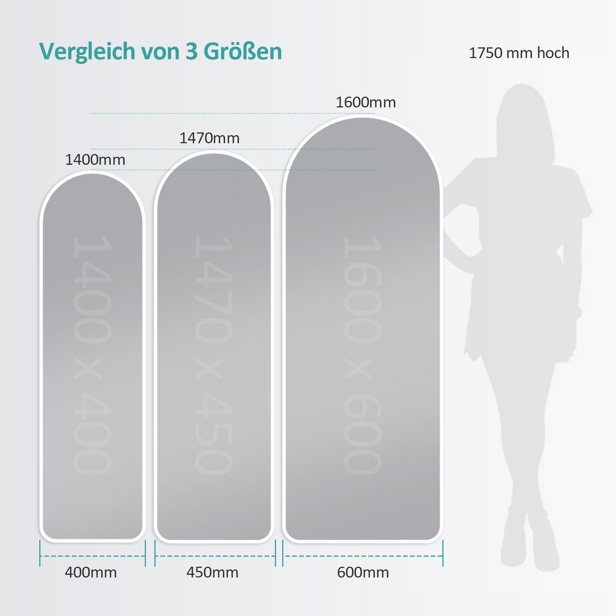 STANDSPIEGEL mit Rahmen Gehärteter Silberspiegel Weiß 160/60 cm - Weiß, Glas/Metall (60/160/160cm) - EMKE