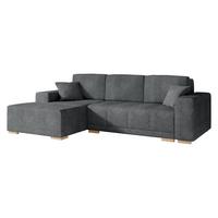 ECKSCHLAFSOFA Bello, Seite: Links - Dunkelgrau/Naturfarben, Holz/Textil (240/140cm) - MIRJAN24