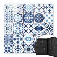 SCHLÜSSELBOX Schwarz 30x30 cm- Türöffnung nach rechts - Blaue Fliesen - Blau, Metall (30/30/5cm) - TULUP