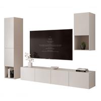 WOHNWAND ANGEL LINE III 3-teilig, mit LED-Beleuchtung, Kaschmir - Kaschmir, Holzwerkstoff (240/216/40cm) - Idohome