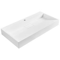 HÄNGEWASCHBECKEN Weiß 90/46 cm Mineralguss Quenko - Weiß, Naturmaterialen (90/12/46cm) - Beliani