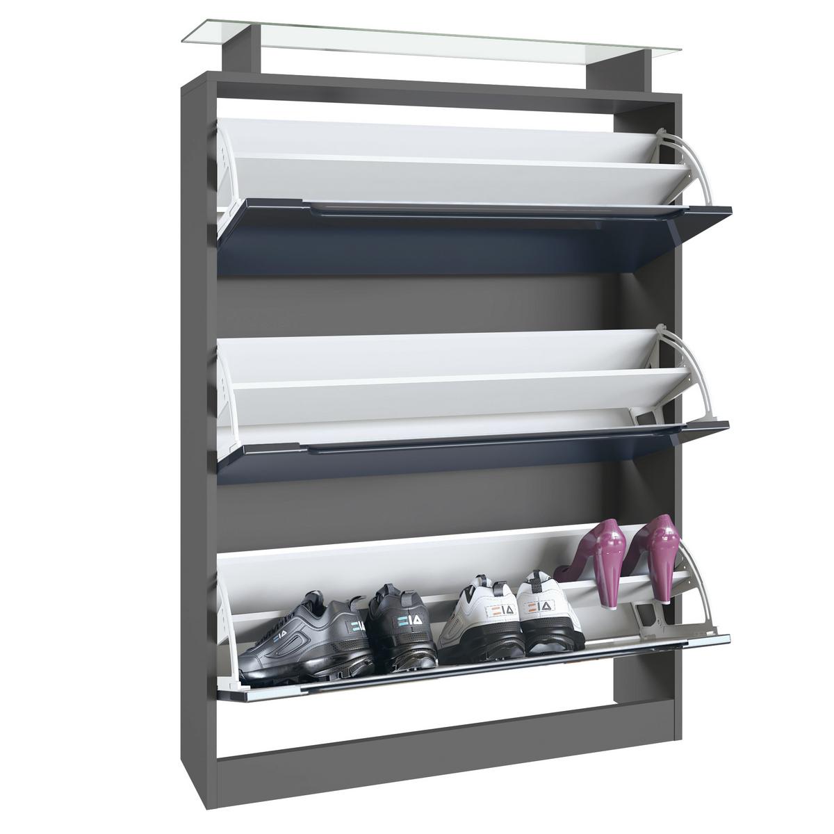 SCHUHSCHRANK Space Avola-Anthrazit - Anthrazit, Holzwerkstoff (89/128/23cm) - Vladon