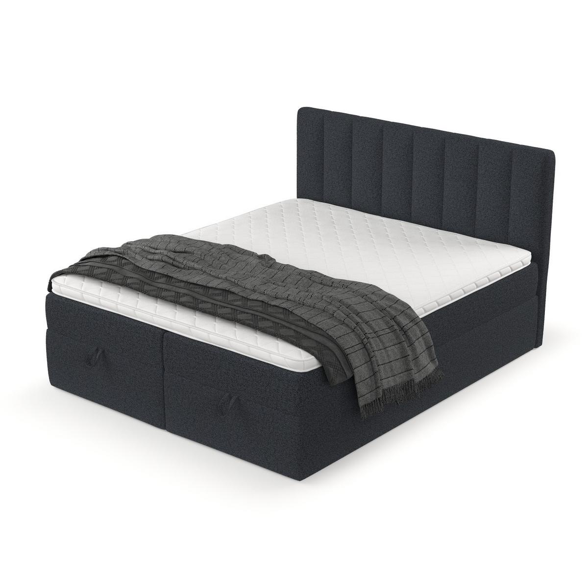 BOXBETT Lusso 140/200 cm Anthrazit im Riva Stoff - Anthrazit/Schwarz, Holz/Holzwerkstoff (140/200cm) - AltaBeds