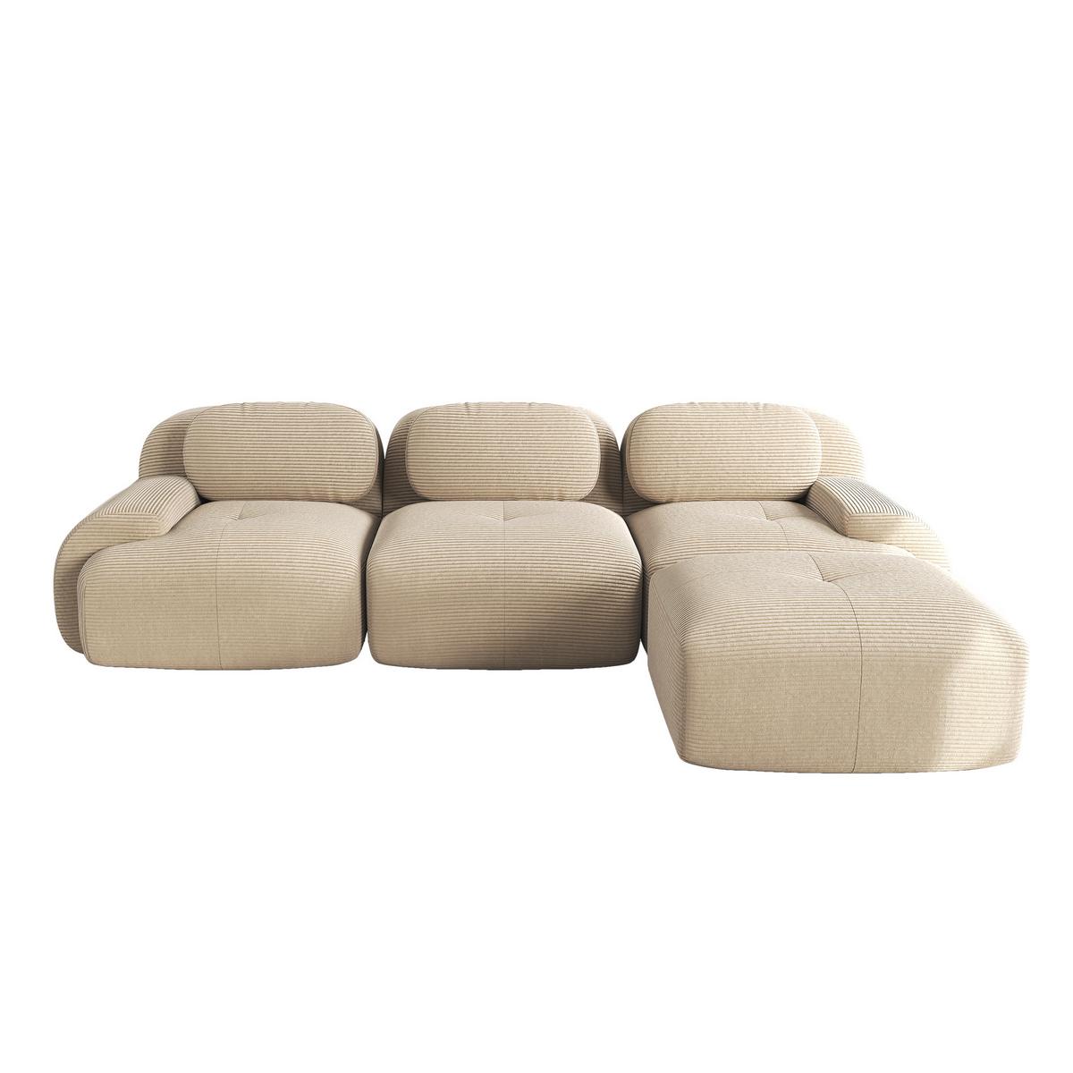 ECKSOFA 3-Sitzer in Premium-Cord Montagefrei & Rutschfest - Beige, Textil (298/178cm) - Urban Meuble