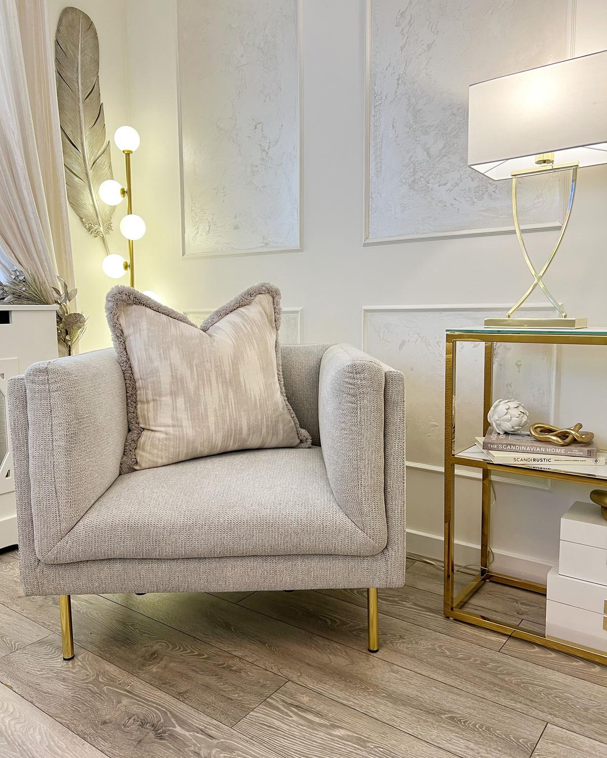 SESSEL Beige Moen - Beige/Goldfarben, Textil (87/72/75cm) - Beliani