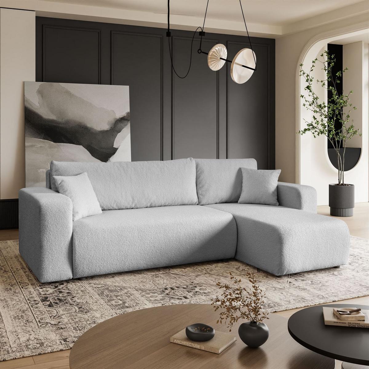 ECKSOFA VESPO L mit Schlaffunktion und Bettkasten - Grau, Textil (247/143cm) - Lookway