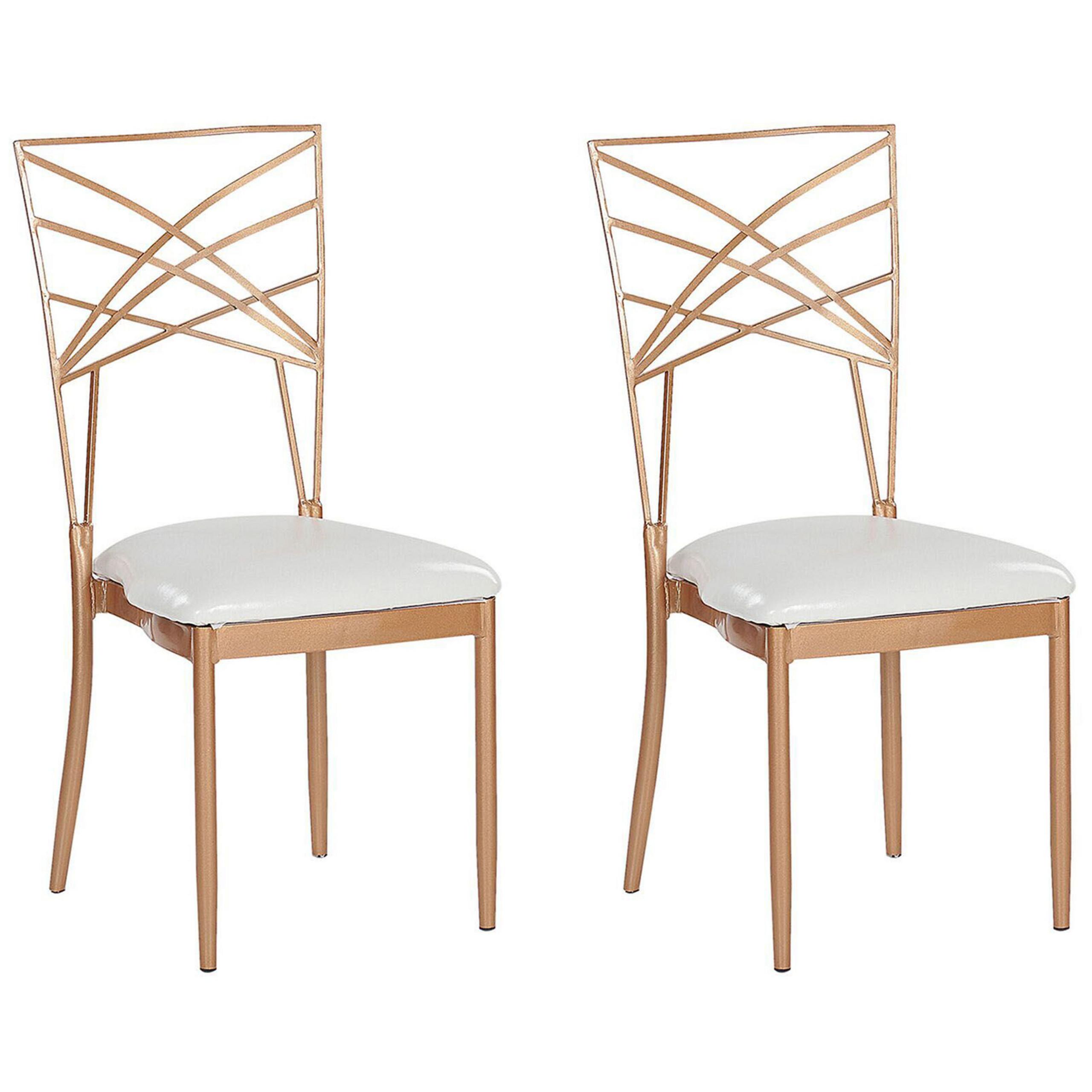 ESSZIMMERSTUHL 2er-Set Metall Roségold Girard - Roségold, Textil/Metall (41/91/42cm) - Beliani