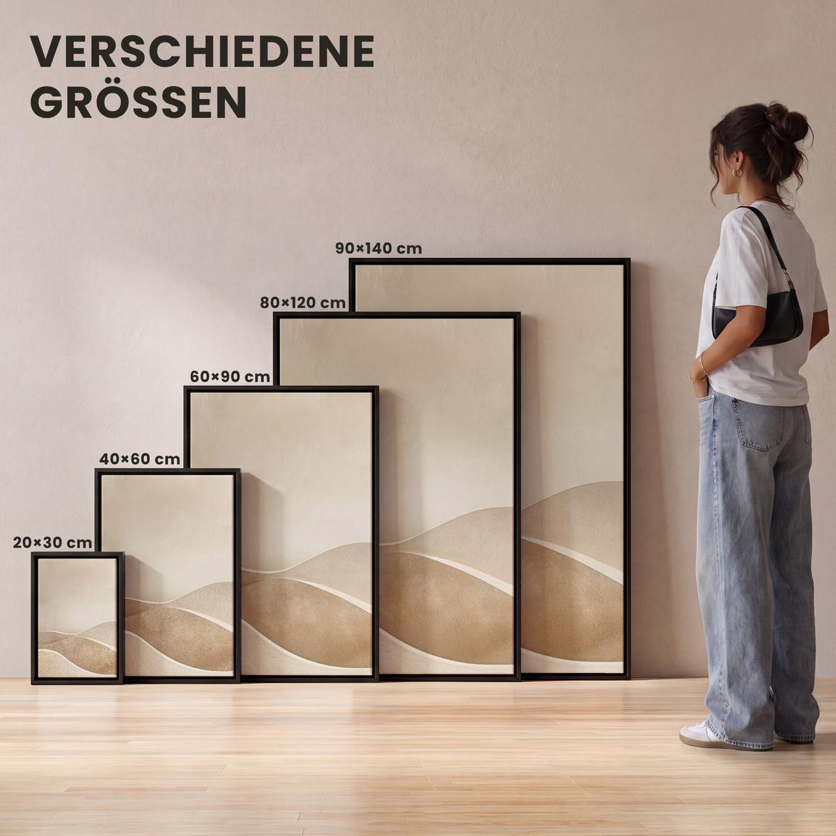 LEINWAND Bilder mit Rahmen - Beige - Natur - Abstrakt - Modern - 20x30 - Beige, Textil (20/30cm) - MuchoWow