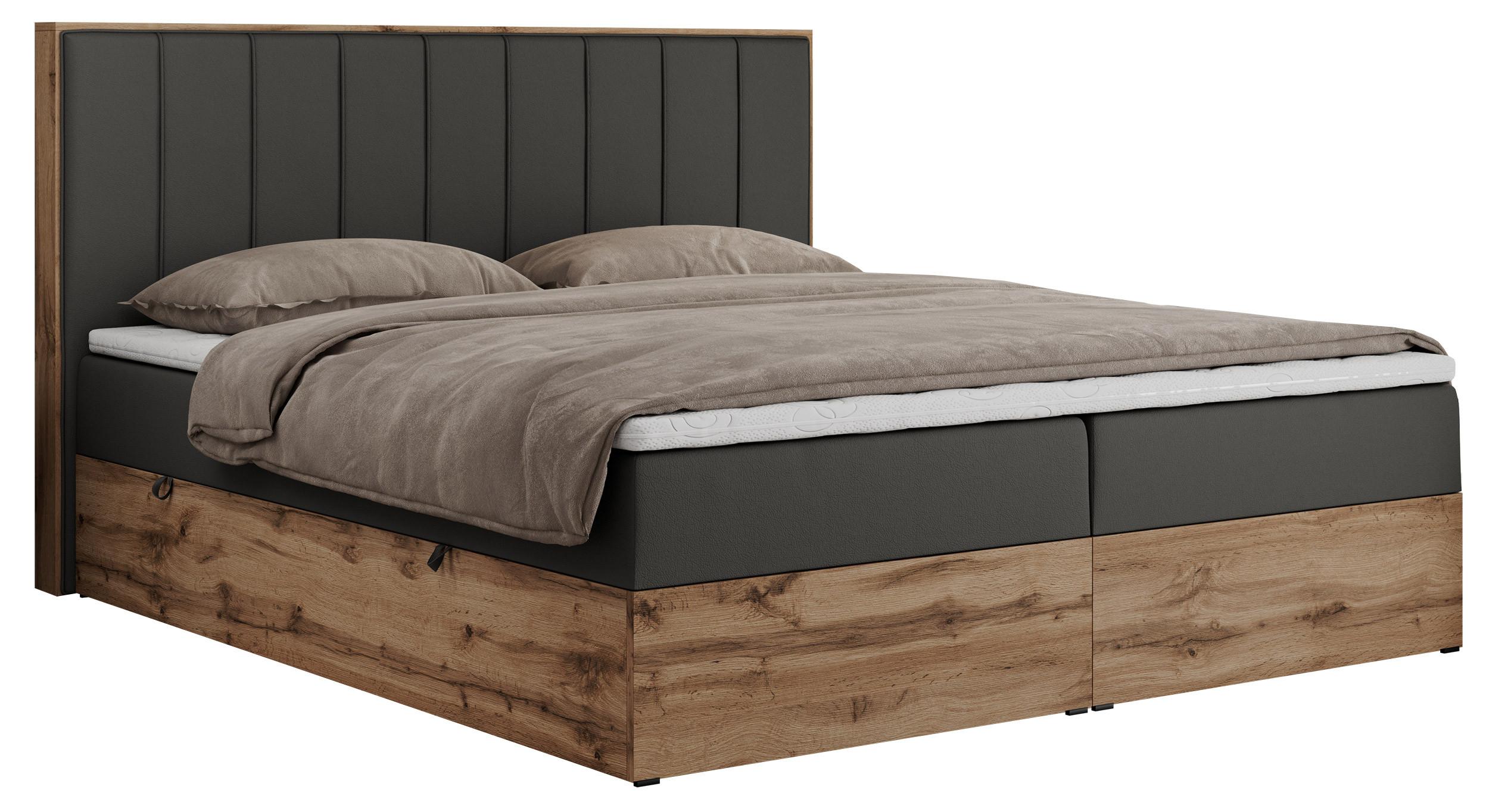 BOXBETT BELLISSIMO 160/200 Dunkelgrau Kunstleder - H3 - Dunkelgrau, Holz/Textil (160/200cm) - MKS