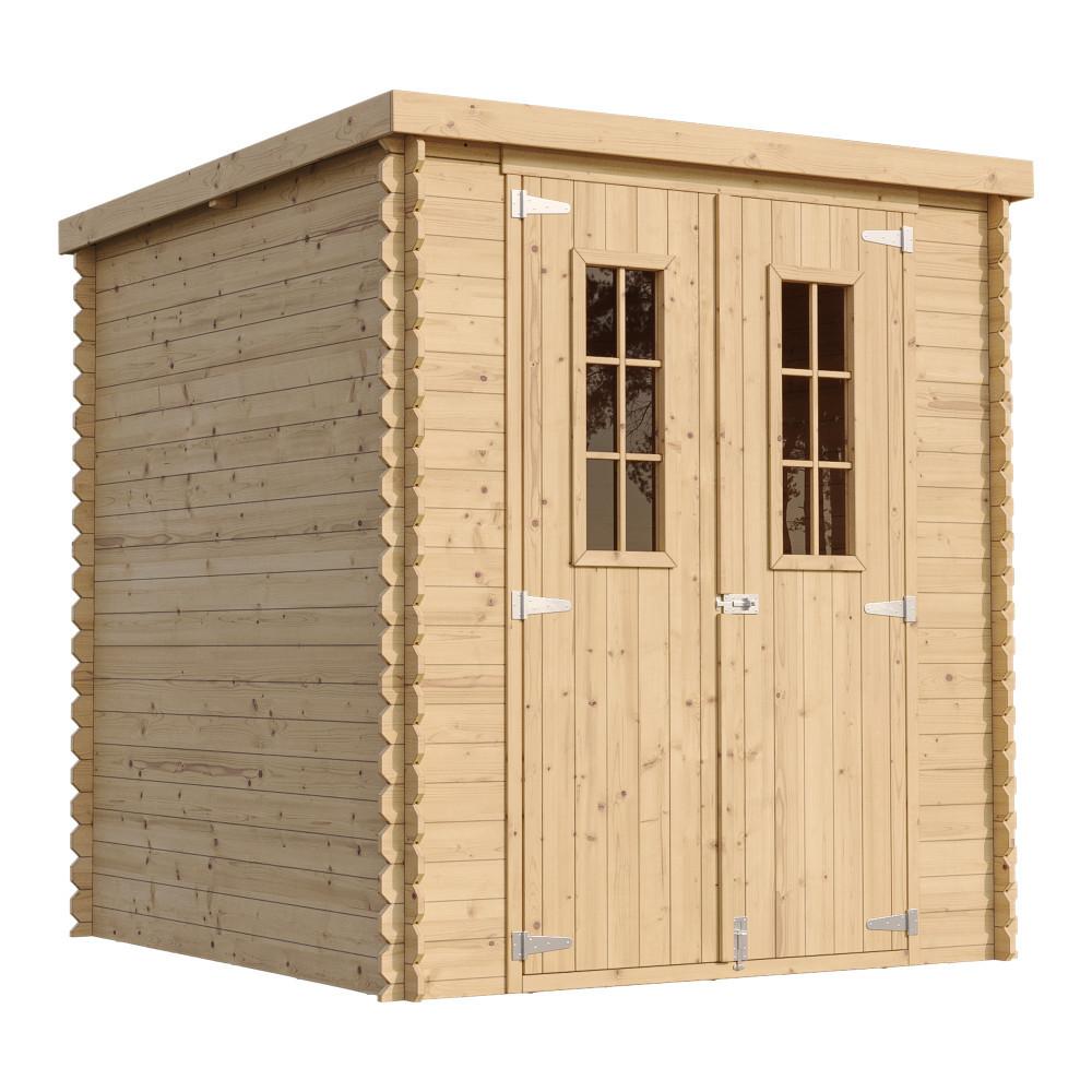 HOLZ-GARTENHAUS mit imprägniertem BodenB204xL204xH200 cm/ 3.53 m2 M309C+M309G - Beige, Holz (204/200/204cm) - Timbela