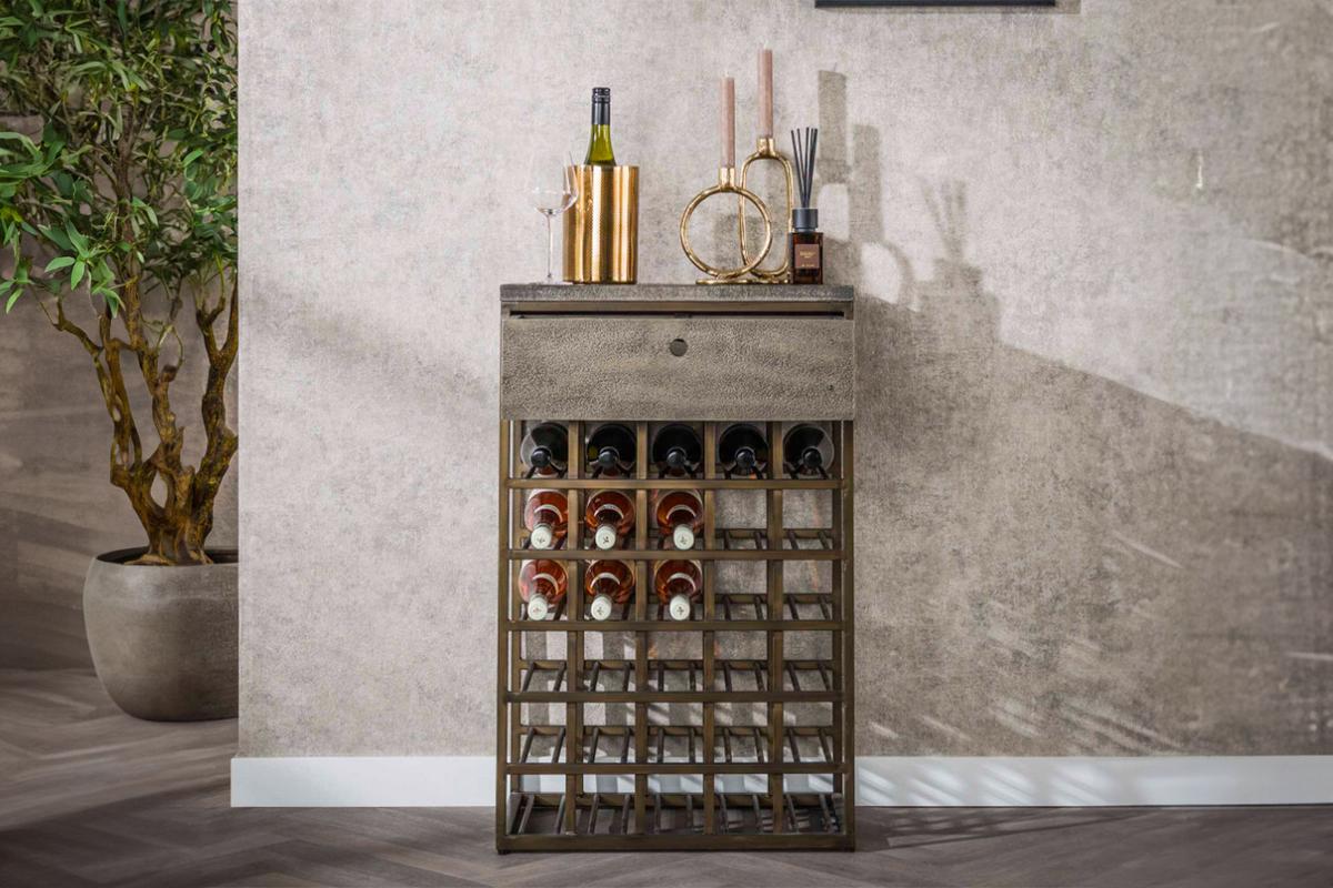 WEINSCHRANK BALZAR Bronze Metall - Bronzefarben, Metall (54/85/35cm) - KAWOLA