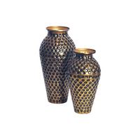 VASEN 2er-Set MANTOVA, Aluminium, handgefertigt, Gold, Ø 26 x 51 cm - Goldfarben, Metall (51cm) - KADIMA DESIGN