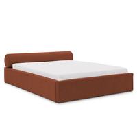 POLSTERBETT 200/200 cm Josy im Designer-Look mit Bettkasten und Lattenrost aus Terrakotta Chenille-Stoff - Terracotta/Schwarz, Holz/Kunststoff (200/200cm) - S-Style Möbel