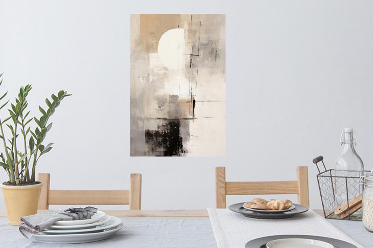 WANDTATTOO Abstrakt - Kunst - Grau Wandbild 40x60 cm - Hellgrau, Kunststoff (40/60/0.1cm) - MuchoWow