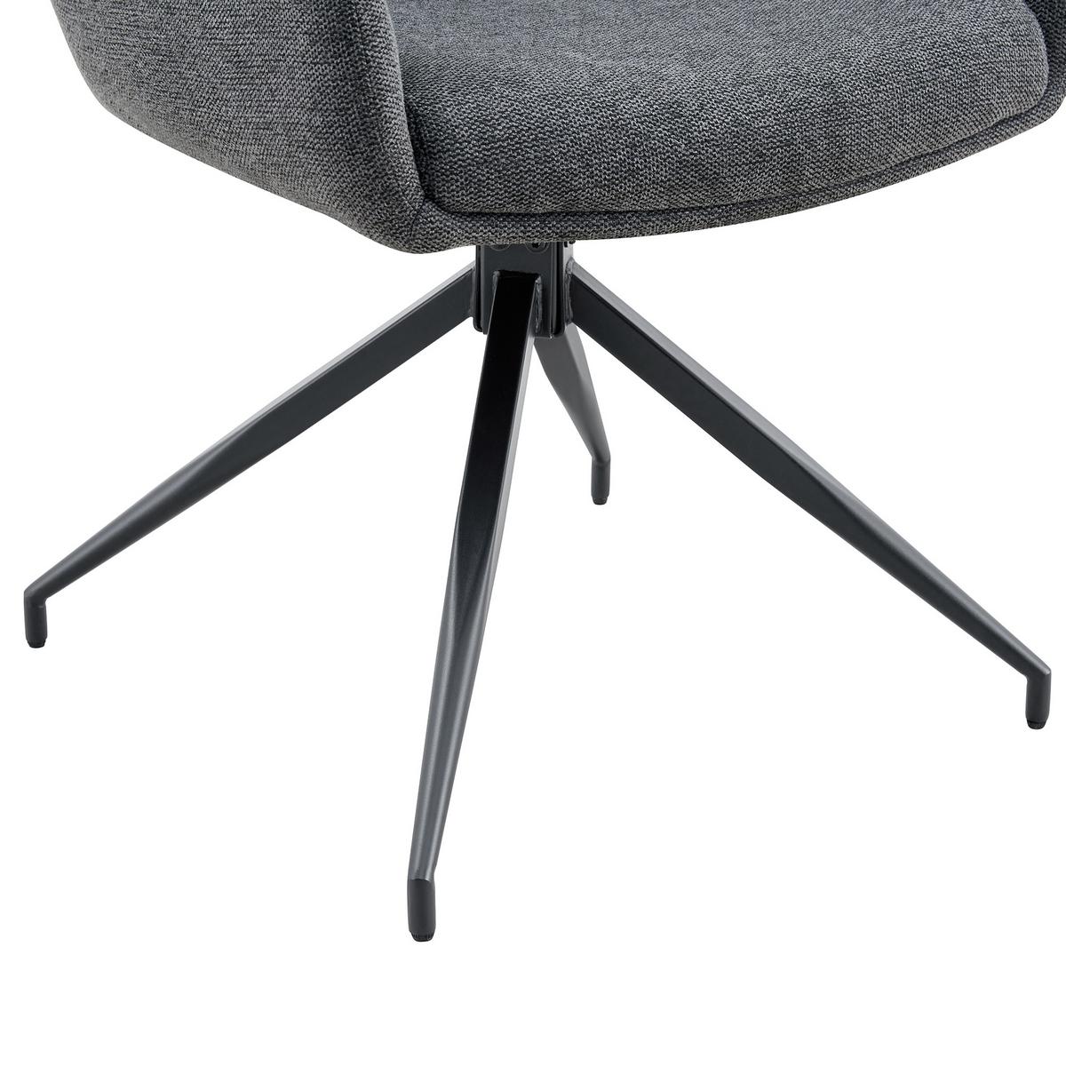 ESSZIMMERSTUHL 2er set stoff leinenoptik gepolstert drehbar metallgestell - Dunkelgrau, Textil (55/85/50cm) - Urban Meuble