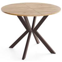 ESSTISCH Valio rund oval ausziehbar verlängerbar mit braunen Metallbeinen, Eiche Braun 100-140/100/76 cm - Eiche Wotan/Braun, Holzwerkstoff/Metall (100/140/76cm) - WFL GROUP