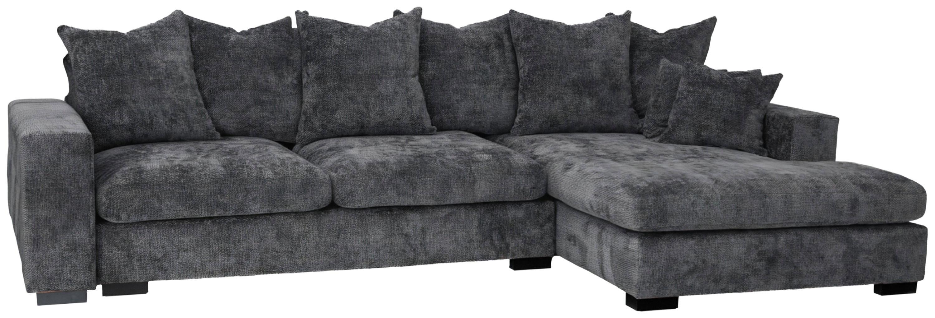ECKSOFA Dahlia mit Schlaffunktion und Bettkasten in L-Form Rechts - Anthrazit Chenille 285/92/155 cm - Anthrazit/Schwarz, Kunststoff/Textil (155/285cm) - WFL GROUP