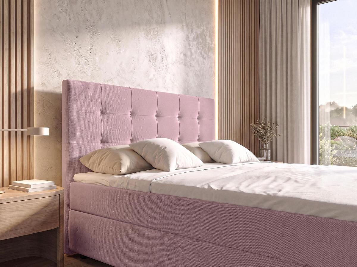 BOXBETT SAKARYA 140x200 cm mit Bettkasten und Matratze - Rosa + TOPPER - Schwarz/Rosa, Holz/Holzwerkstoff (140/200cm) - AX Living
