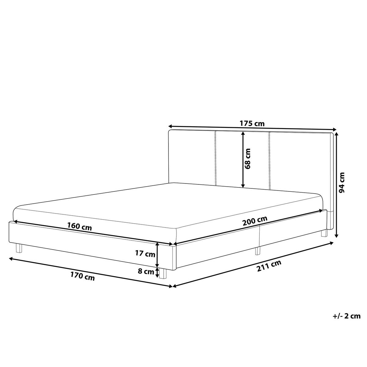 BETT mit Lattenrost 160/200 cm Cremeweiß Albi - Schwarz/Weiß, Textil (160/200cm) - Beliani