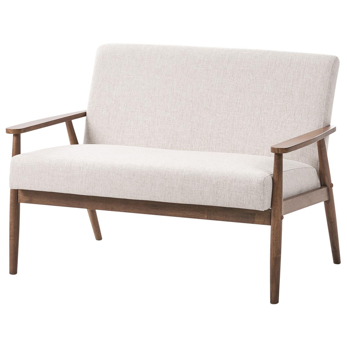 SOFA 2-Sitzer Dunkelbraun/Beige Esrum - Beige/Dunkelbraun, Holz/Textil (111/79/72cm) - Beliani