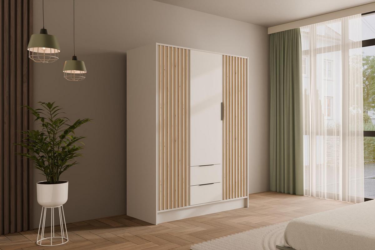 KLEIDERSCHRANK NELIA - 150 cm - Weiß/Eiche Artisan, Holzwerkstoff (150/200/51cm) - ALTDECOR