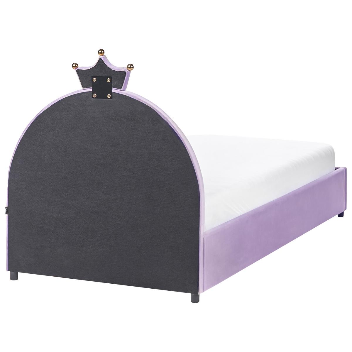 KINDERBETT mit Stauraum 90/200 Samtstoff Violett Grisetot - Violett, Textil (90/200cm) - Beliani