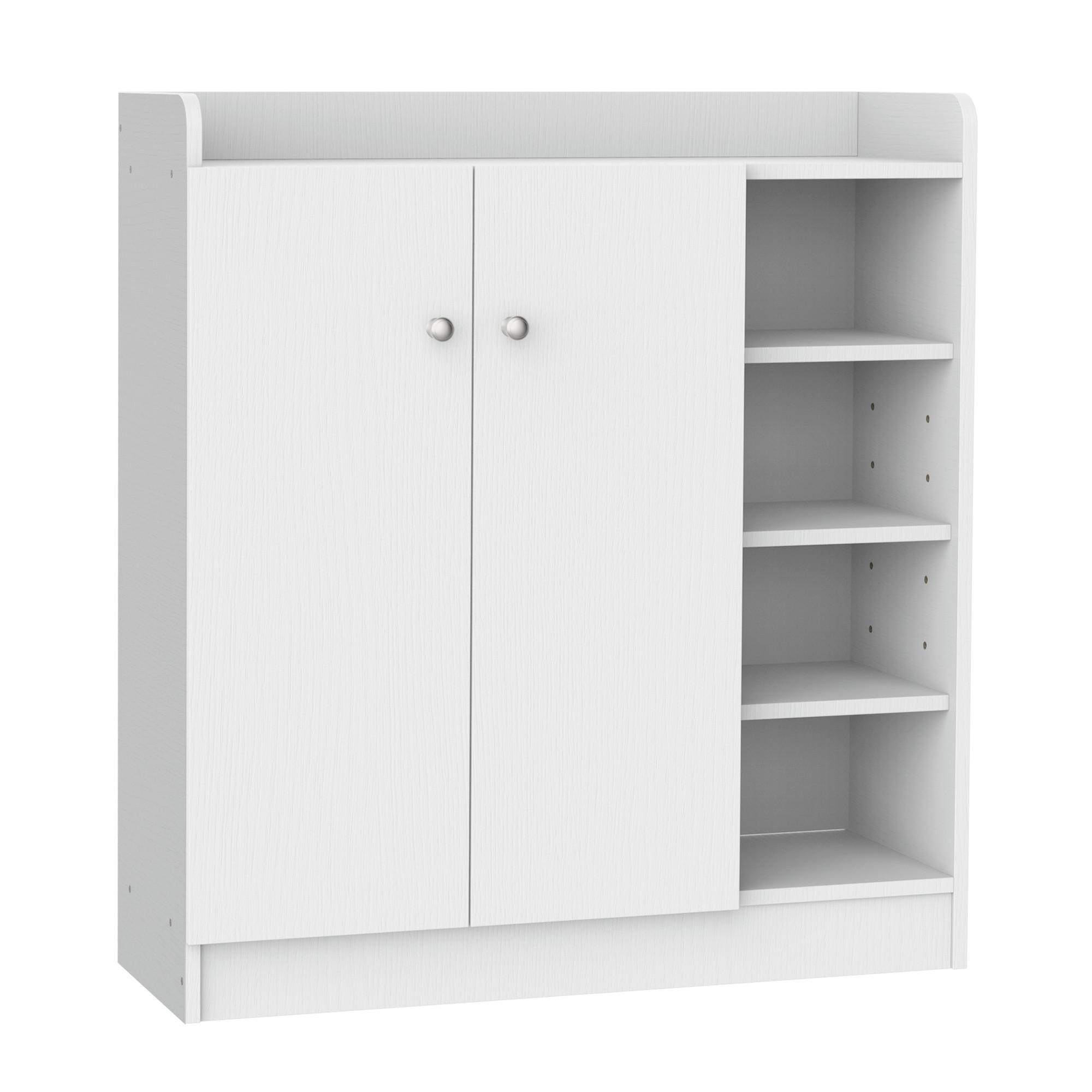 SCHUHSCHRANK mit 4 Fächer Schuhregal Kommode Allzweckschrank Spanplatte Weiß - Weiß, Holzwerkstoff (30/90/83cm) - HOMCOM
