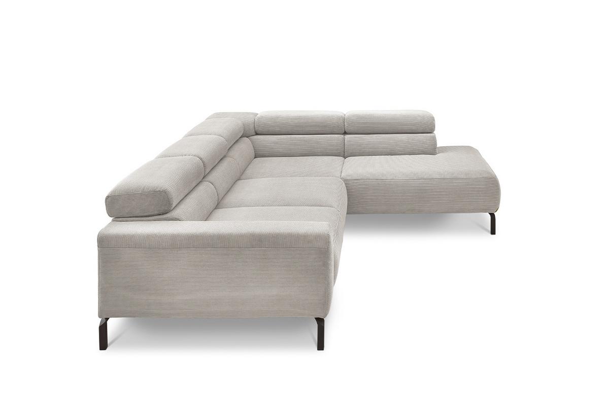 ECKSOFA DELIA Silber Cord - Silberfarben/Schwarz, Textil/Metall (276/219cm) - KAWOLA
