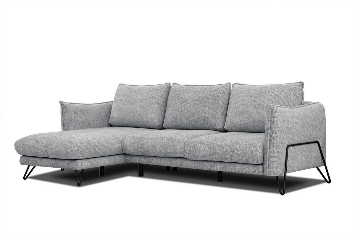 ECKSOFA HOSTEN 4-Sitzer, grau - Schwarz/Grau, Holzwerkstoff/Textil (158/269cm) - Wozimo