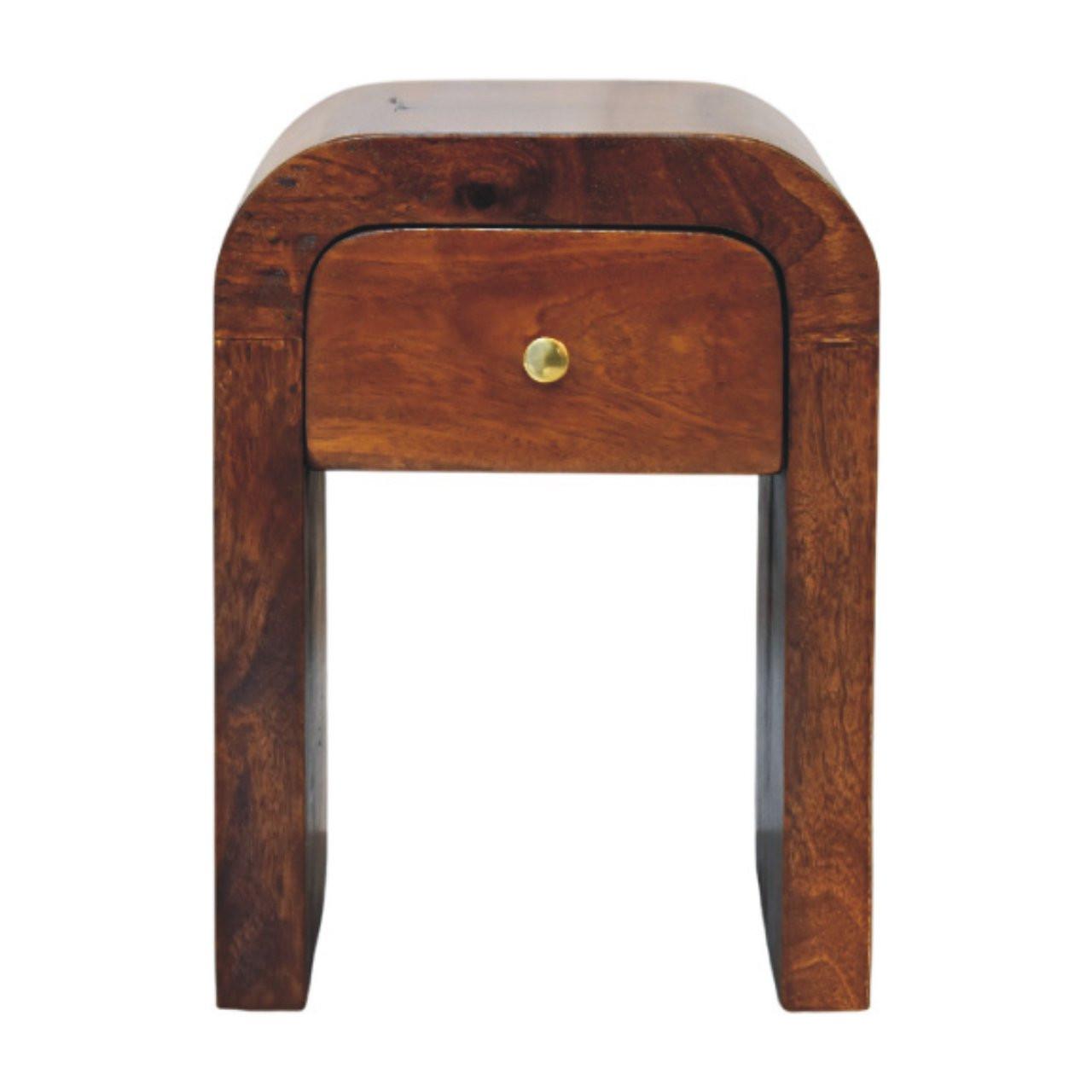 DARCY Nachttisch mit abgerundeten Kanten, 1 Schublade, Braun - Messingfarben/Braun, Mangoholz/Holz (30/40/30cm) - Artisan Furniture
