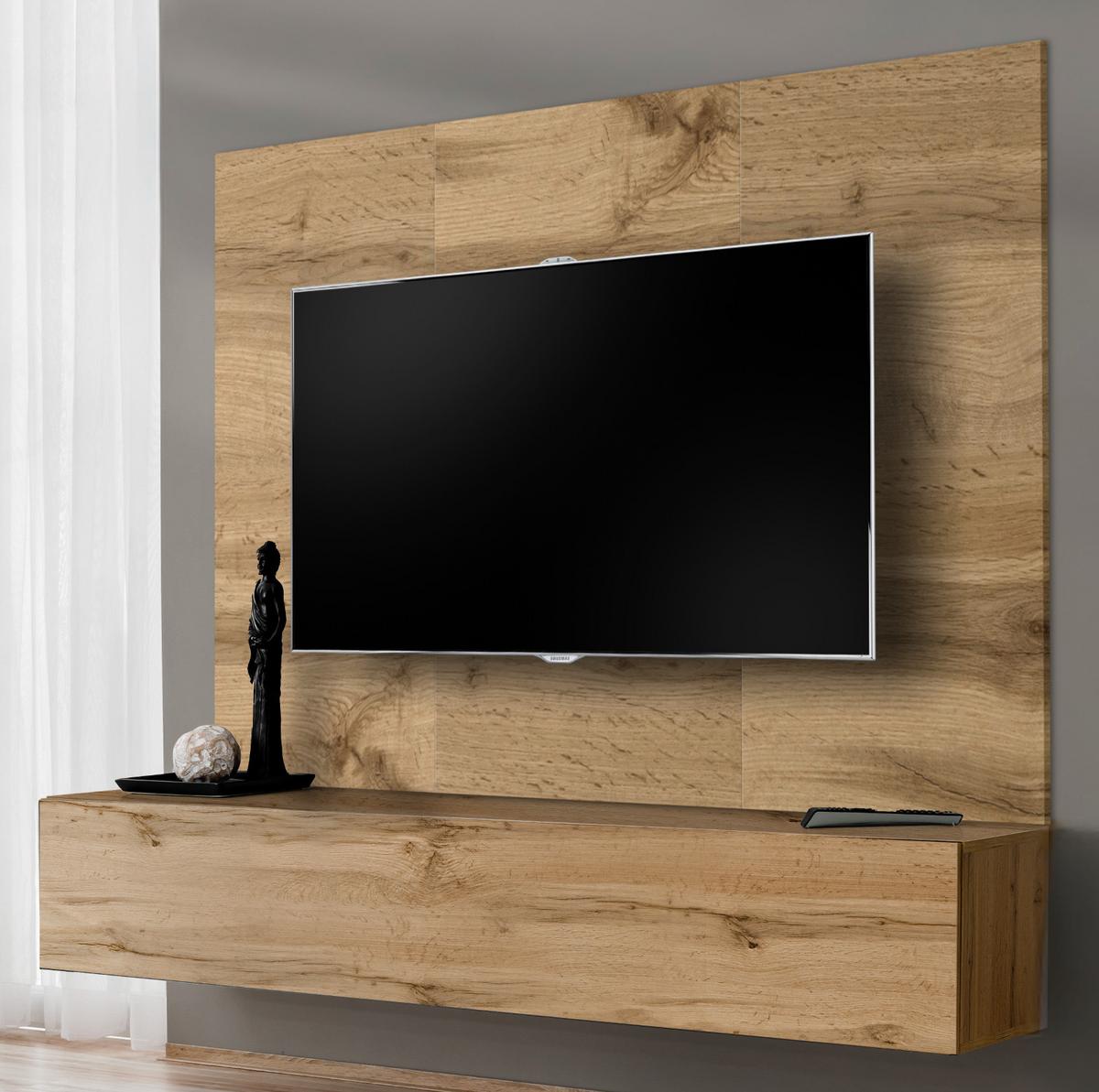TV-LOWBOARD Eiche Wotan 180 cm hängend, Set inklusive Akustikpaneel - Eiche Wotan, Holzwerkstoff (180/148/40cm) - Inn.Furn