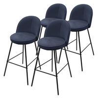 BARHOCKER 4er Set Dunkelblau mit Stoffbezug - Schwarz/Dunkelblau, Textil/Metall (52/102/50cm) - ML-DESIGN