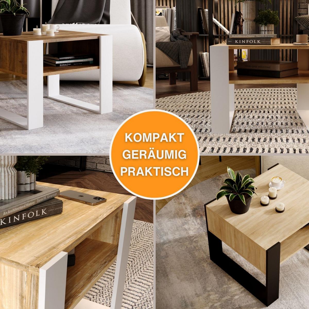 COUCHTISCH Karo65 65/45/53,6 - Weiß/Braun, Holzwerkstoff (53.6/65/45cm) - RAUMHIRSCH FURNITURE