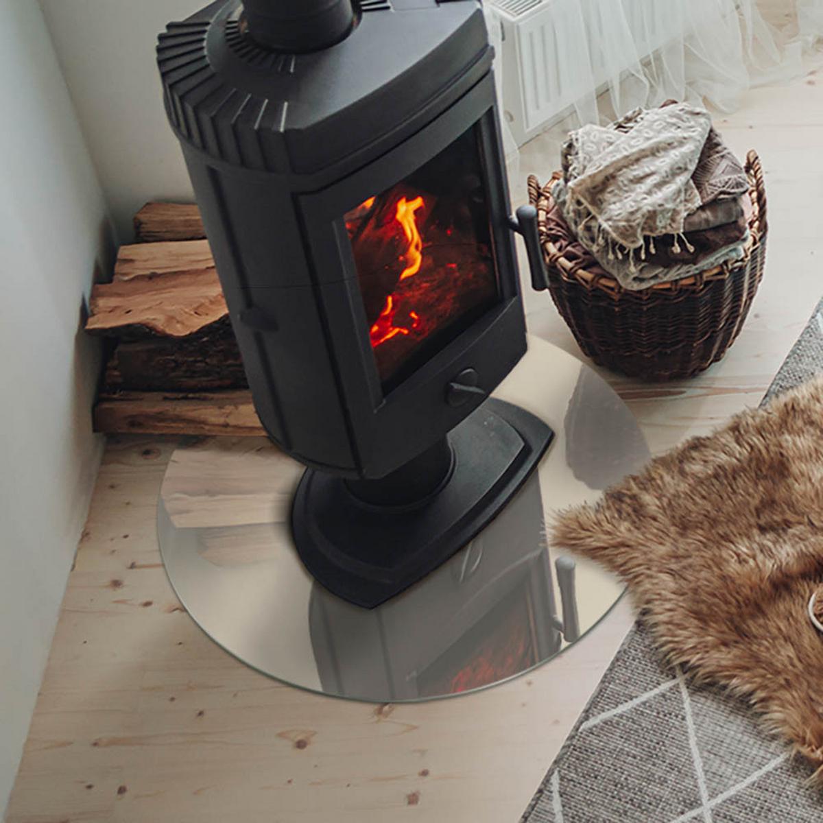 GLASPLATTE für Kamin Ø 60 cm - Gelb, Glas (60/60/0.4cm) - TULUP