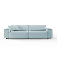 SOFA RANI Hellblau Cord - Schwarz/Hellblau, Kunststoff/Textil (256/71/101cm) - KAWOLA