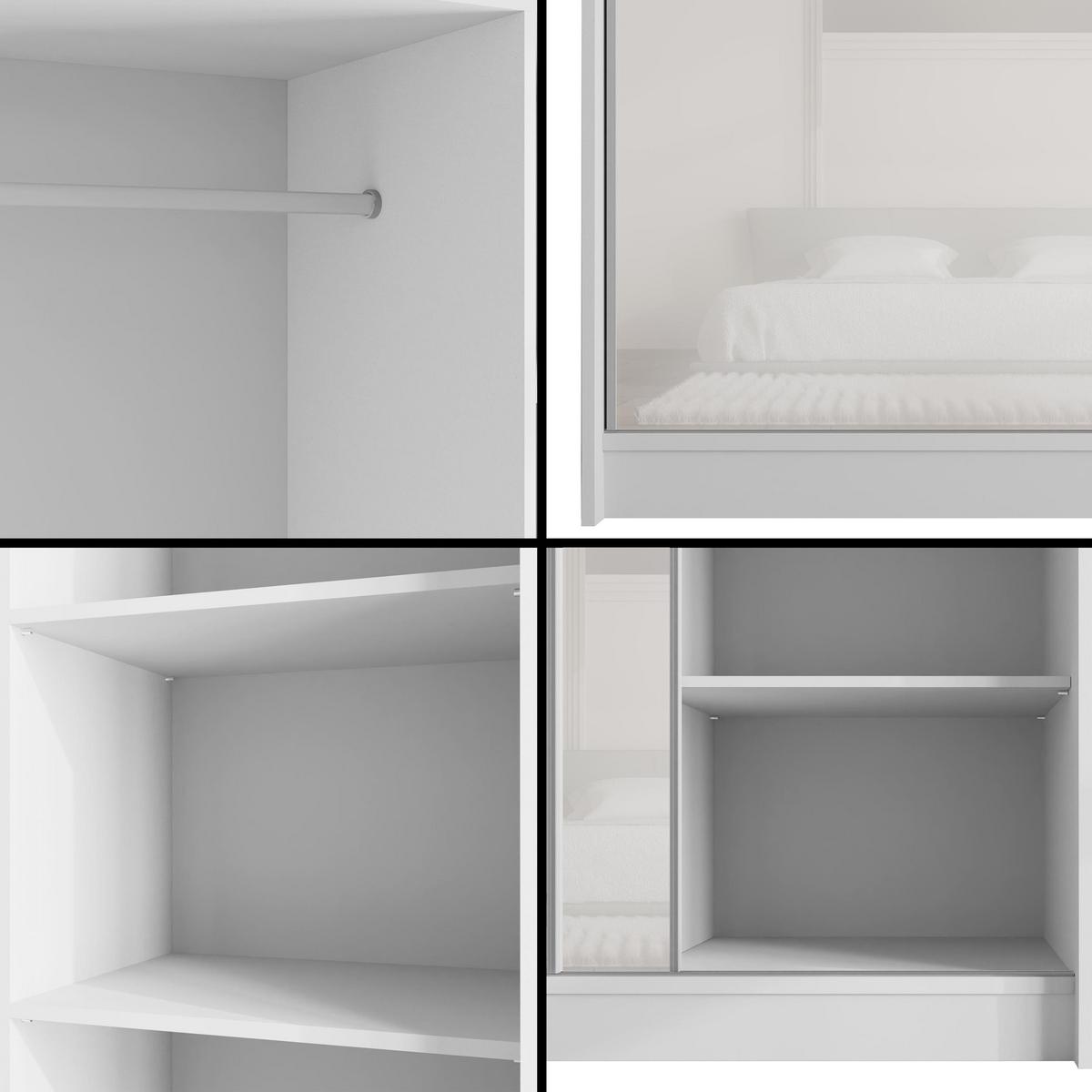 KLEIDERSCHRANK PEKA - 250 cm - Weiß - Weiß, Holzwerkstoff (250/215/61cm) - ALTDECOR