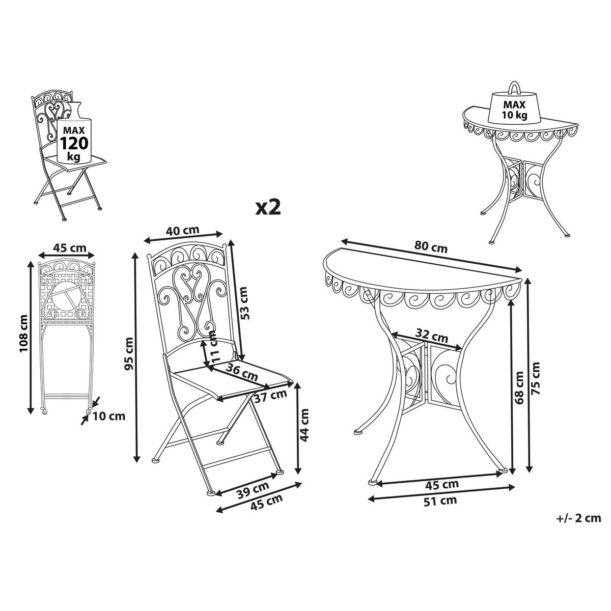 BISTRO-SET Beige Juina - Beige, Metall - Beliani