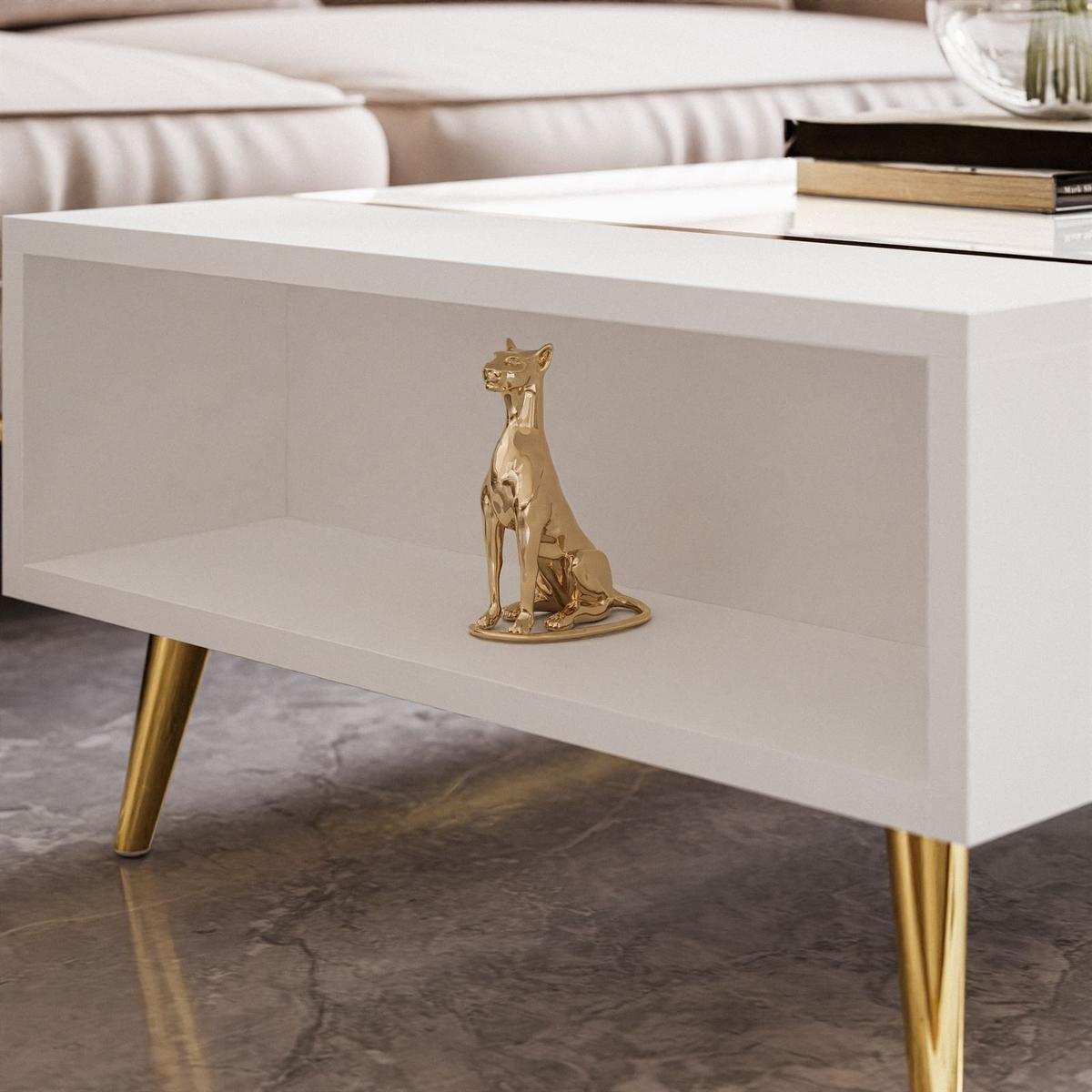 COUCHTISCH ONYX HOCHGLANZ - Weiß, Holzwerkstoff (65/104/41.5cm) - Lookway