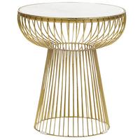 BEISTELLTISCH Marmor weiß/gold rund 42 cm Cheynes - Goldfarben/Weiß, Stein (42/42/48cm) - Beliani