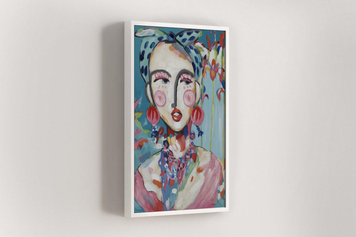 ACRYLBILD HANDGEMALT 60/90 cm - Blau/Pink, Holz/Textil (60/90cm) - KUNSTLOFT