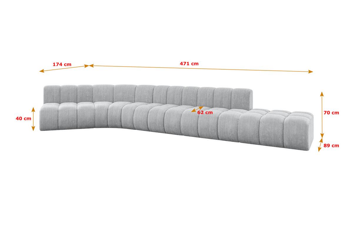 ECKSOFA modulares Sofa Brilo-L2 - 471x174x70 cm Grau - Grau, Holzwerkstoff/Textil (471/174cm) - ALTDECOR