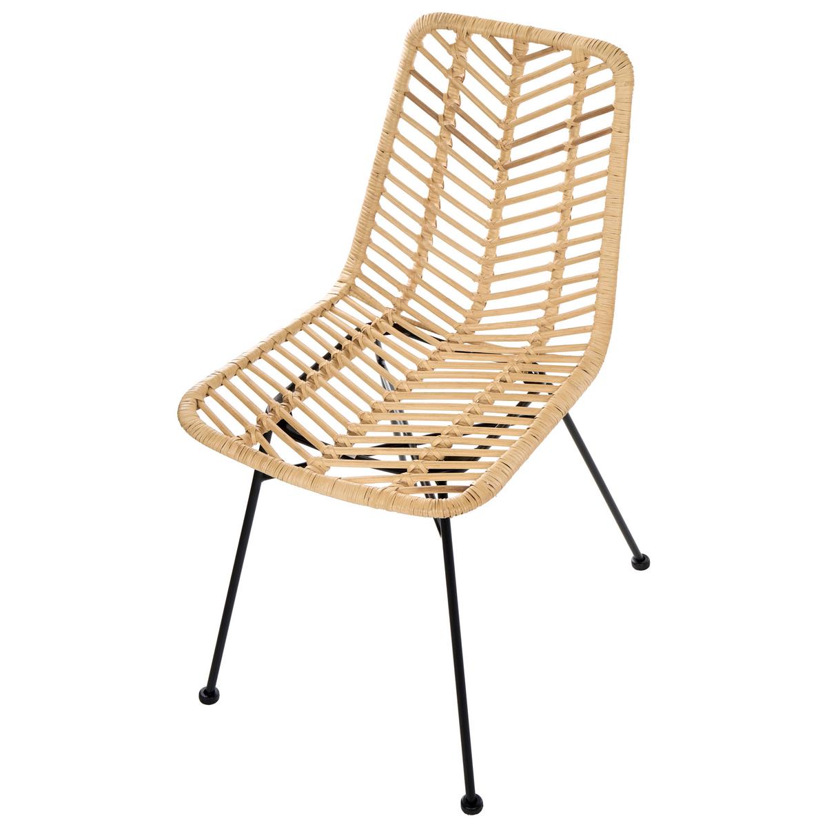 ESSZIMMERSTUHL 2er-Set Rattan Naturfarben Dilley - Naturfarben, Naturmaterialien (45/83/60cm) - Beliani