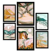 POSTER Set Mit 6 Komplexe Natur 2 A3 & A4 Schwarzer Rahmen - Schwarz, Papier (29/3cm) - Nacnic