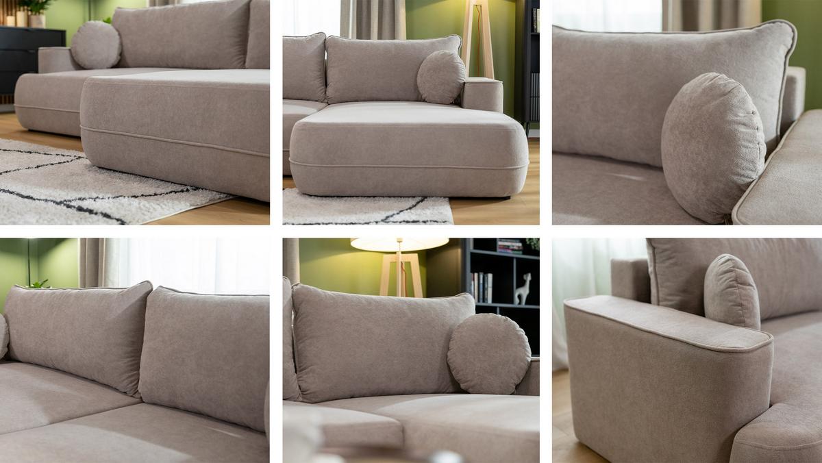 ECKSOFA Fuego L, Seite: Rechts - Hellbraun/Schwarz, Holz/Kunststoff (168/260cm) - MIRJAN24