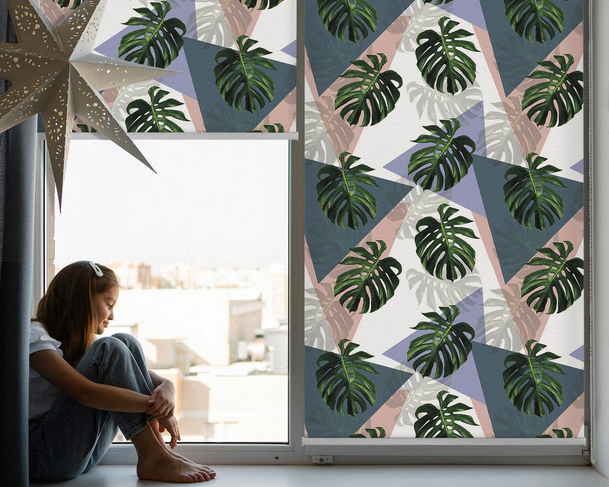 INNENROLLO - Fensterrollo - Rollo - 100x180 cm - Blätter von Pflanzen - Grün, Kunststoff (100/180/0.5cm) - TULUP