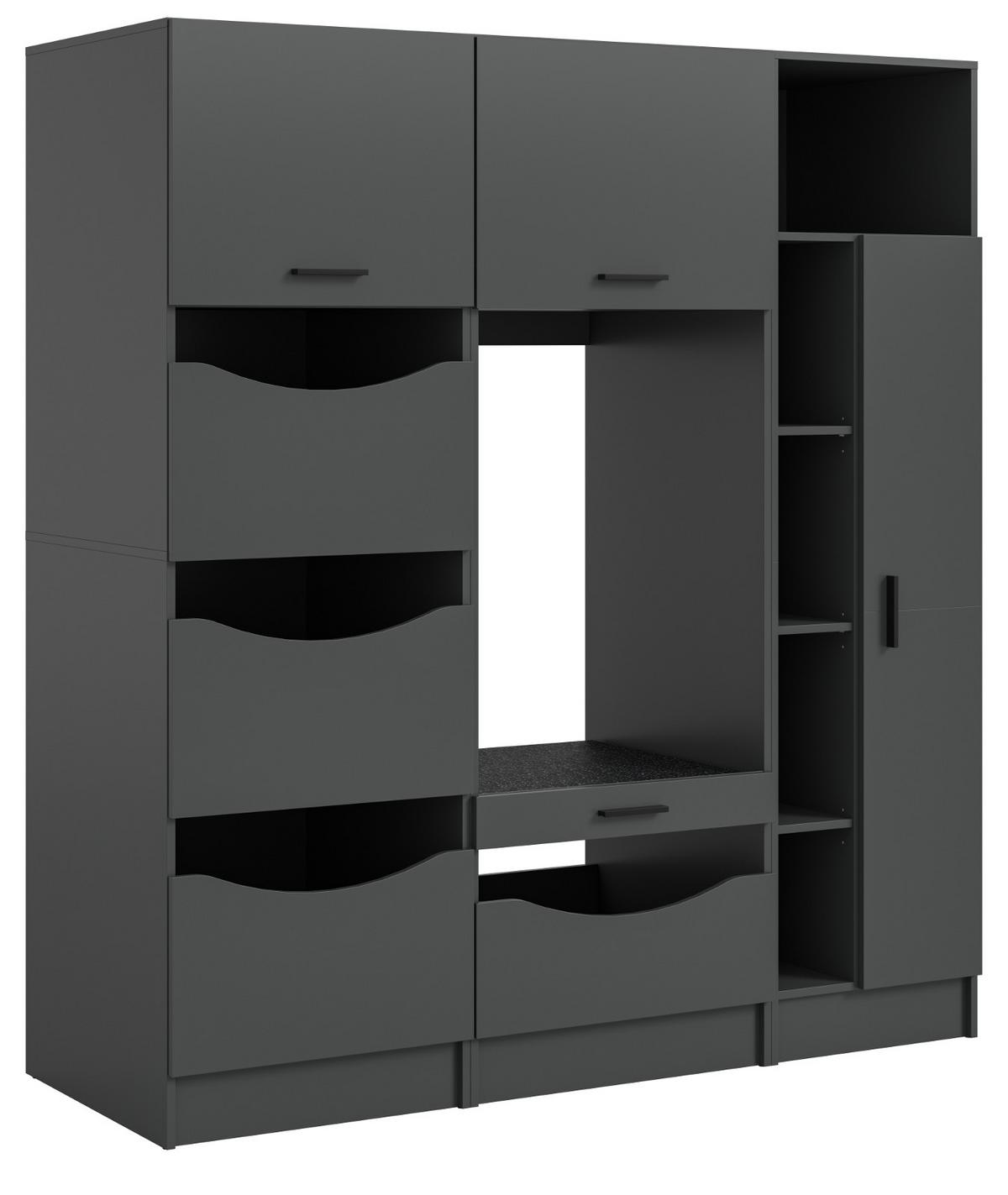 WASCHMASCHINENSCHRANK in grau Set 3-teilig 176 x 196 cm, modernes Design - Schwarz/Grau, Holzwerkstoff/Kunststoff (176/196/68cm) - Inn.Furn